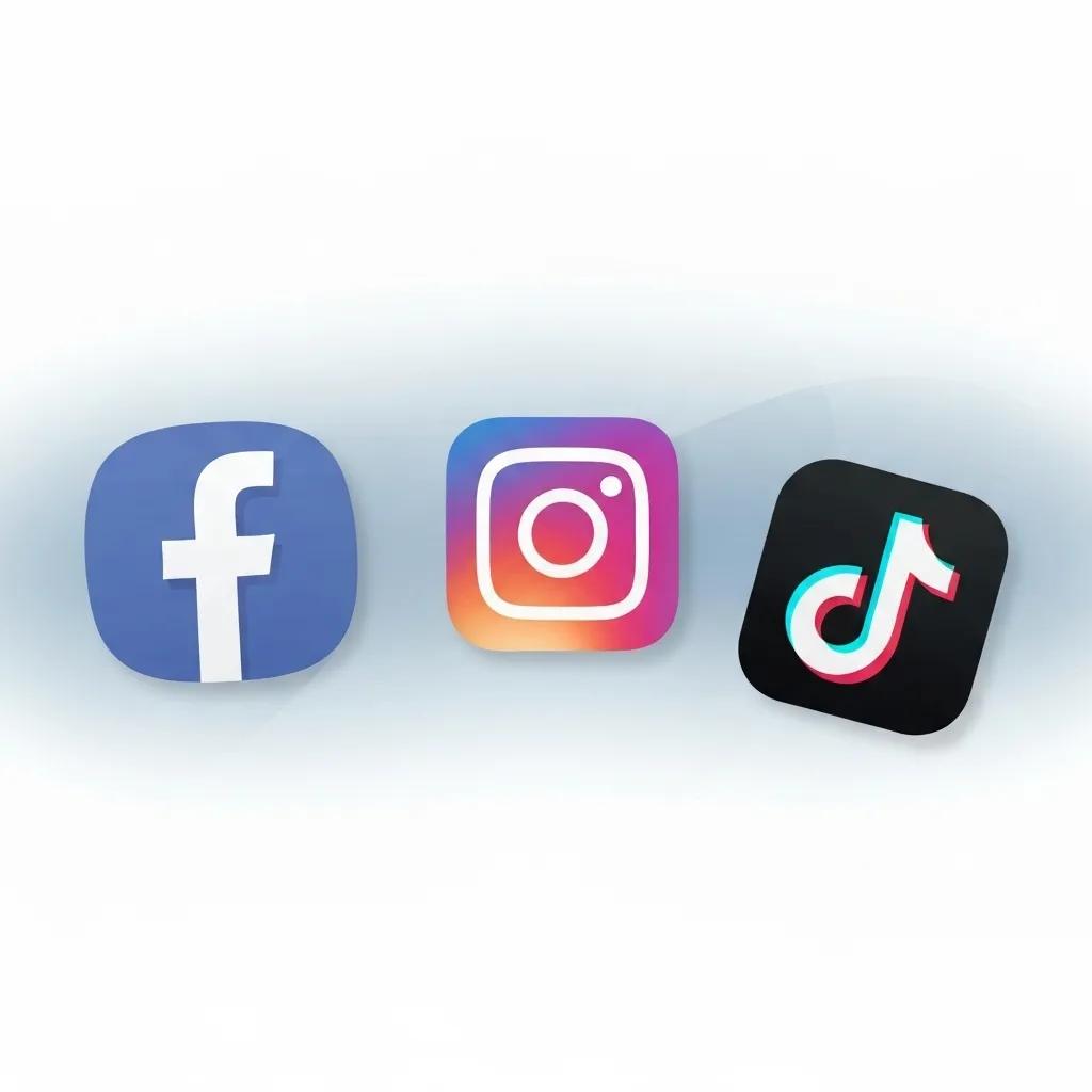 Facebook, Instagram, and TikTok logos representing popular social media platforms for advertising opportunities in local businesses.