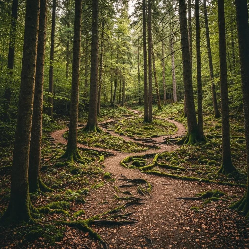 d5520e88-61af-406d-bae9-c1b45c15a54c.webp Forest path winding through trees with moss-covered ground, illustrating natural growth and exploration themes relevant to SEO success metrics and business growth strategies.