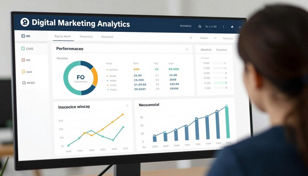 Analytics and Reporting for small business digital marketing showing performance metrics Analytics and Reporting for small business digital marketing showing performance metrics