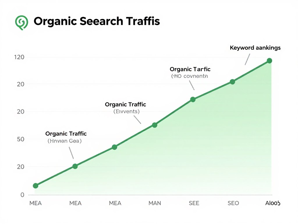 Graph showing small business search engine optimization results with increasing traffic