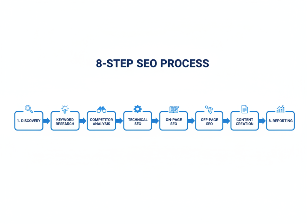 SEO process flowchart for small business search engine optimization